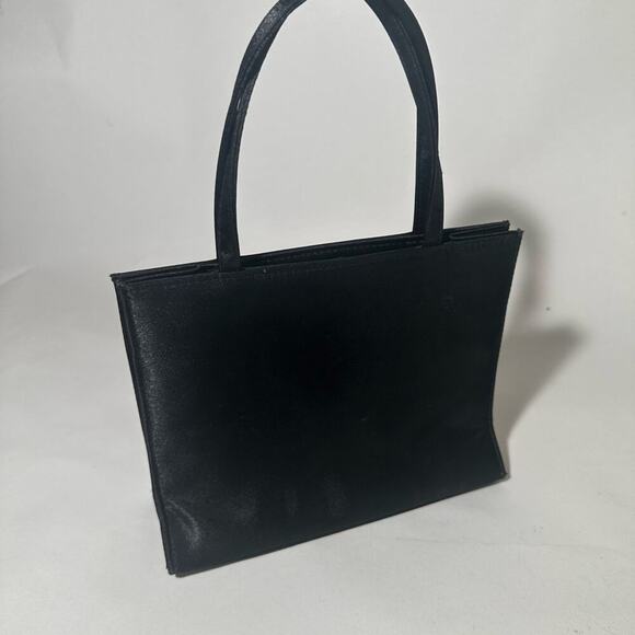 Black Textured Shoulder Bag with Gold Hardware - Picture 3 of 5